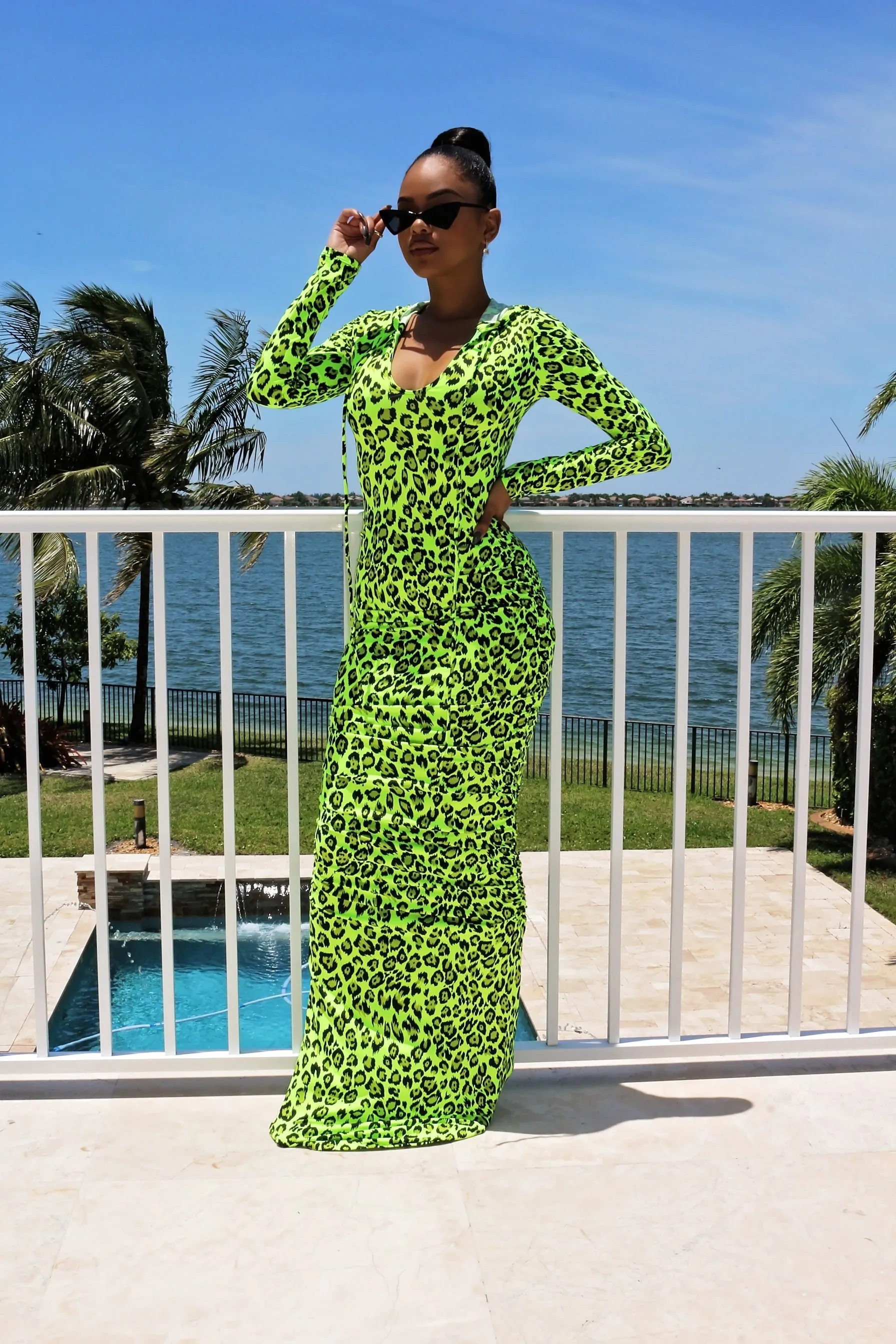Lime Hoodie Maxi dress