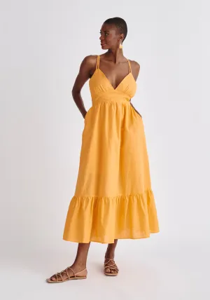 Linen Blend Midaxi Dress