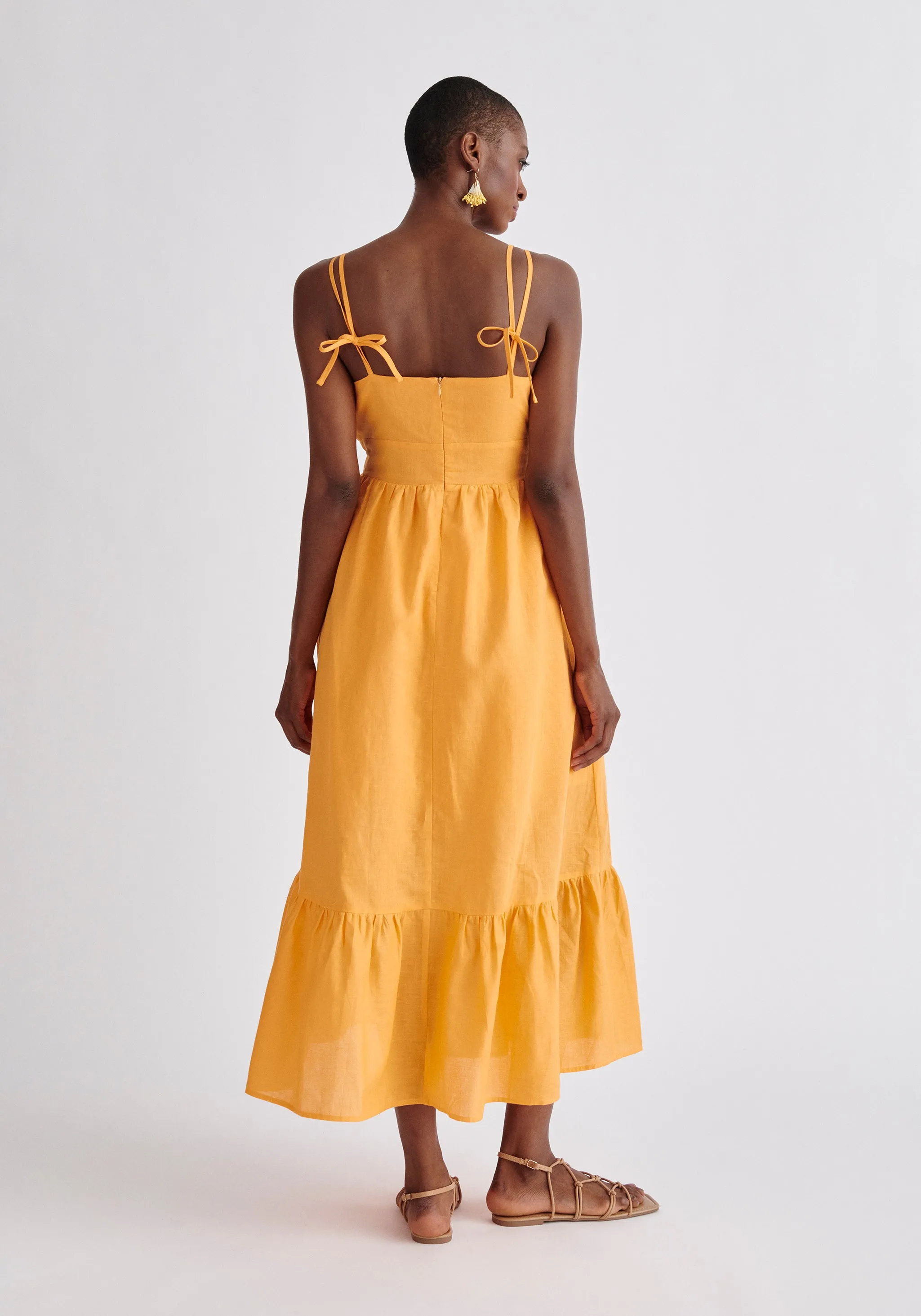 Linen Blend Midaxi Dress