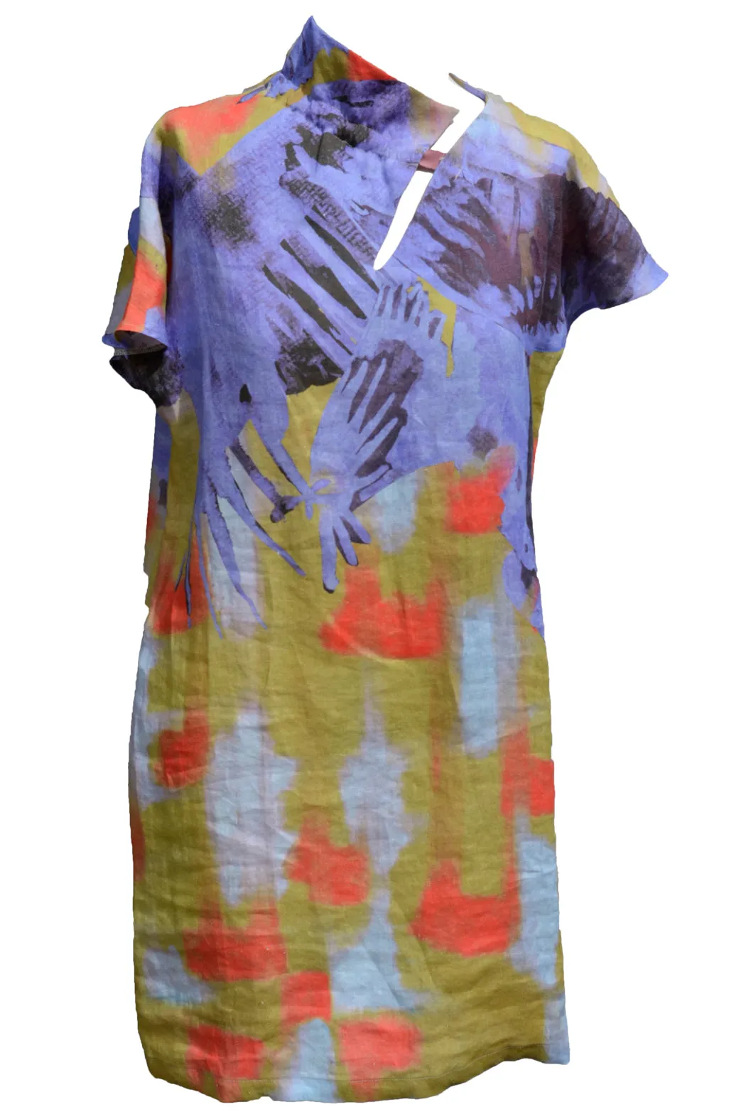 Linen Dress Asymmetric Collar