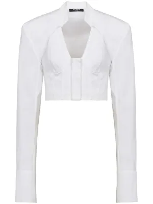 Lingerie Cut Popline Cropped Blouse