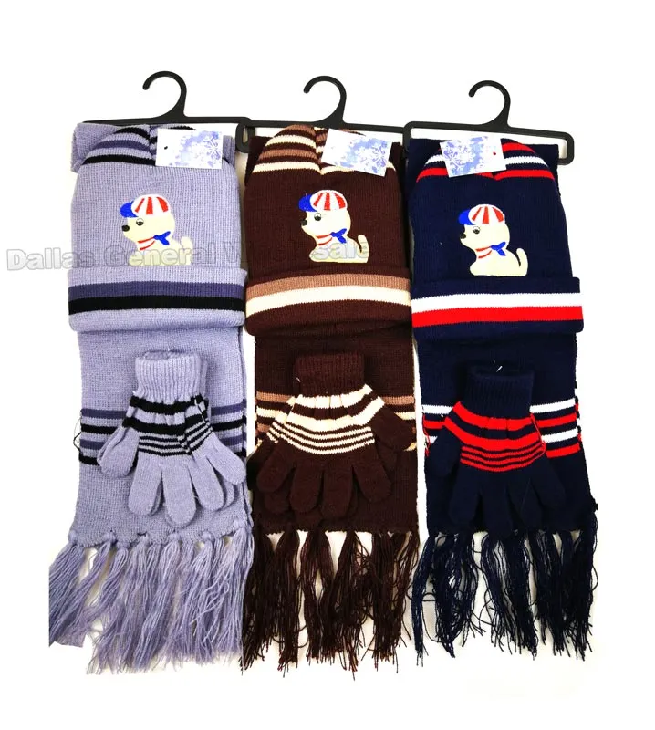 Little Boys Beanie Gloves Scarf Set Wholesale