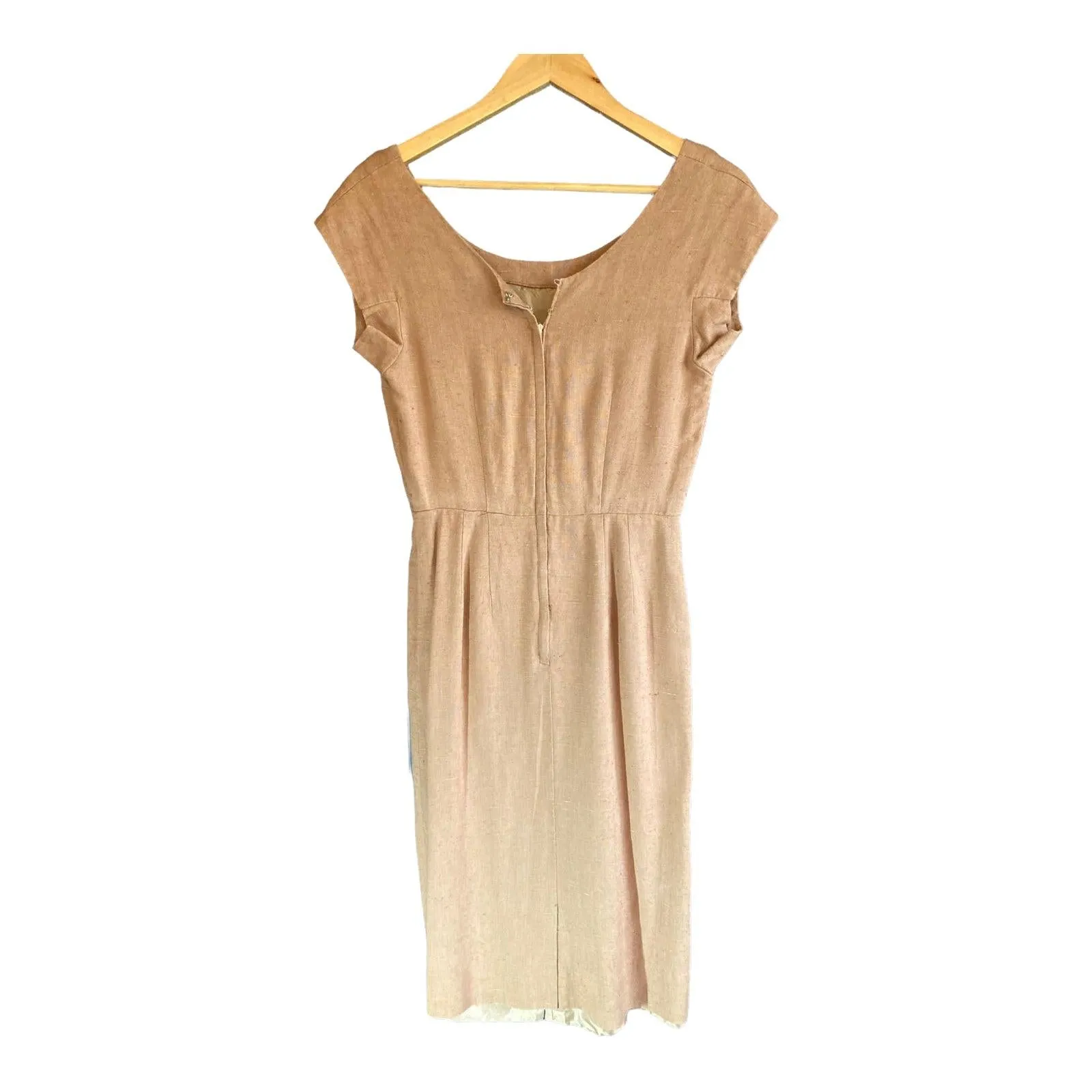 London Town Linen Taupe Cap Sleeved Dress UK Size 10