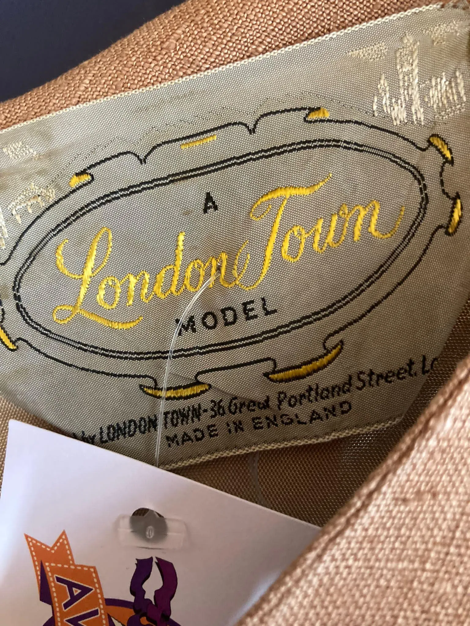 London Town Linen Taupe Cap Sleeved Dress UK Size 10