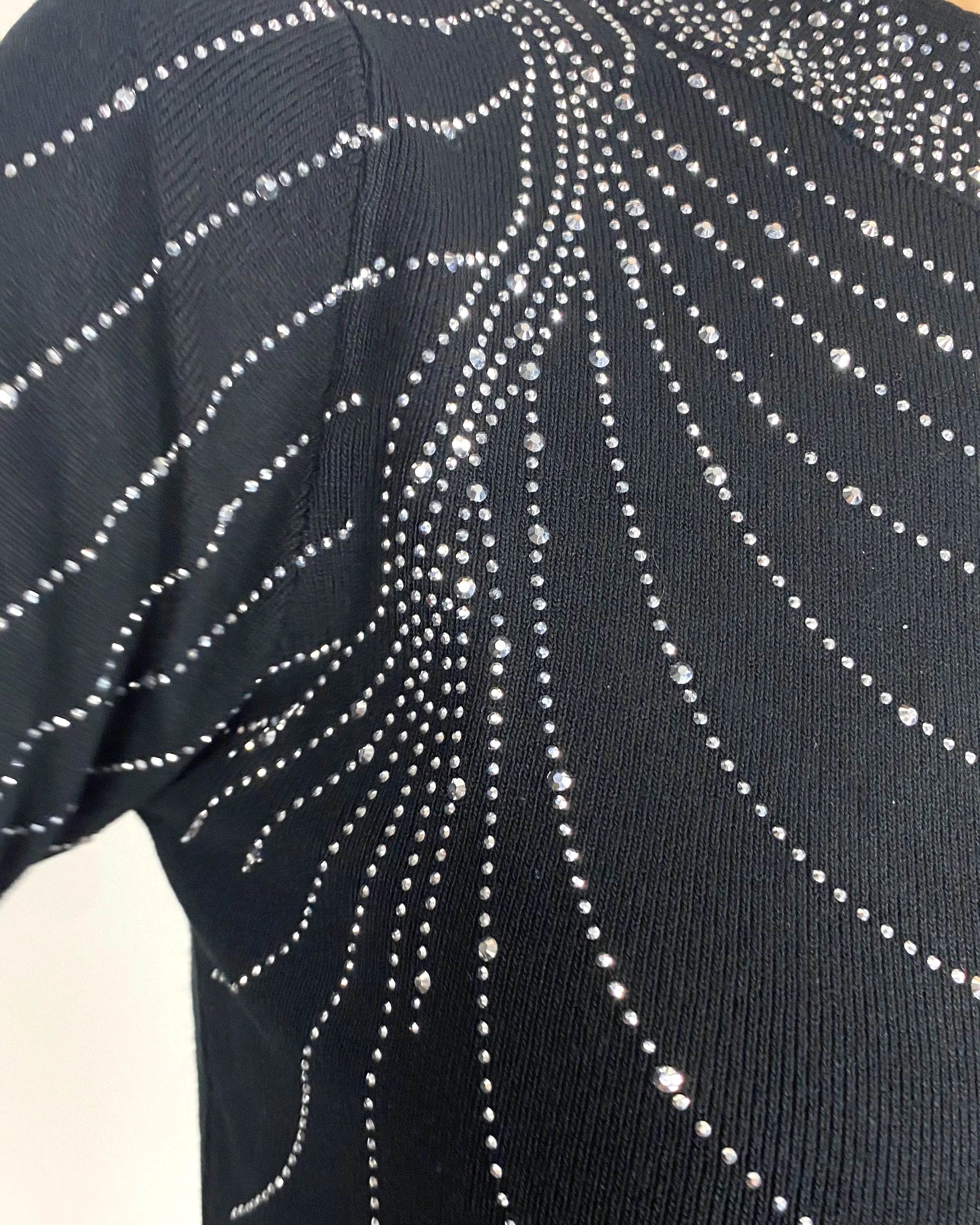 Long sleeves Chain Embellished bodycon dress in black