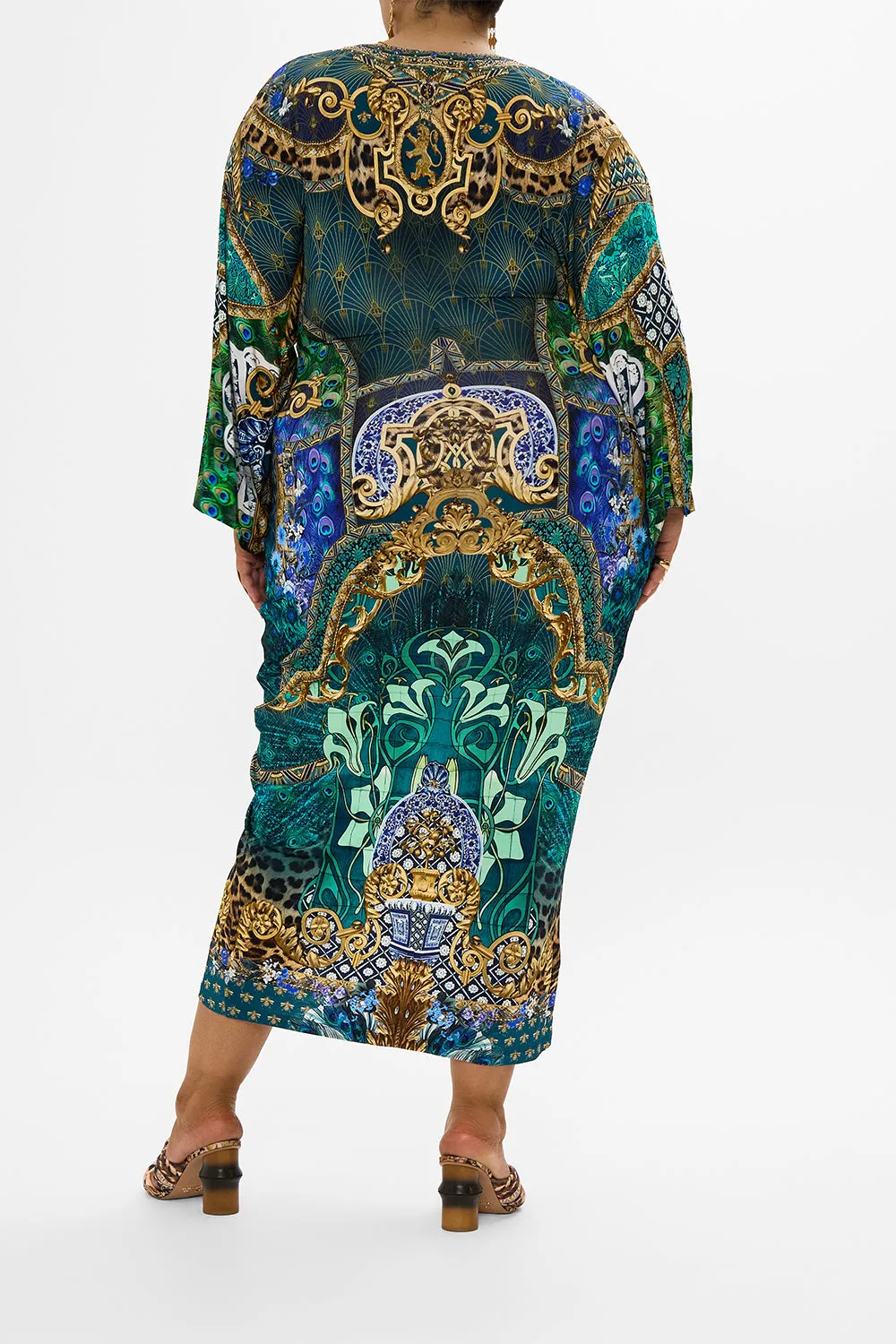 LONG SPLIT FRONT TWIST DRESS FAN DANCE