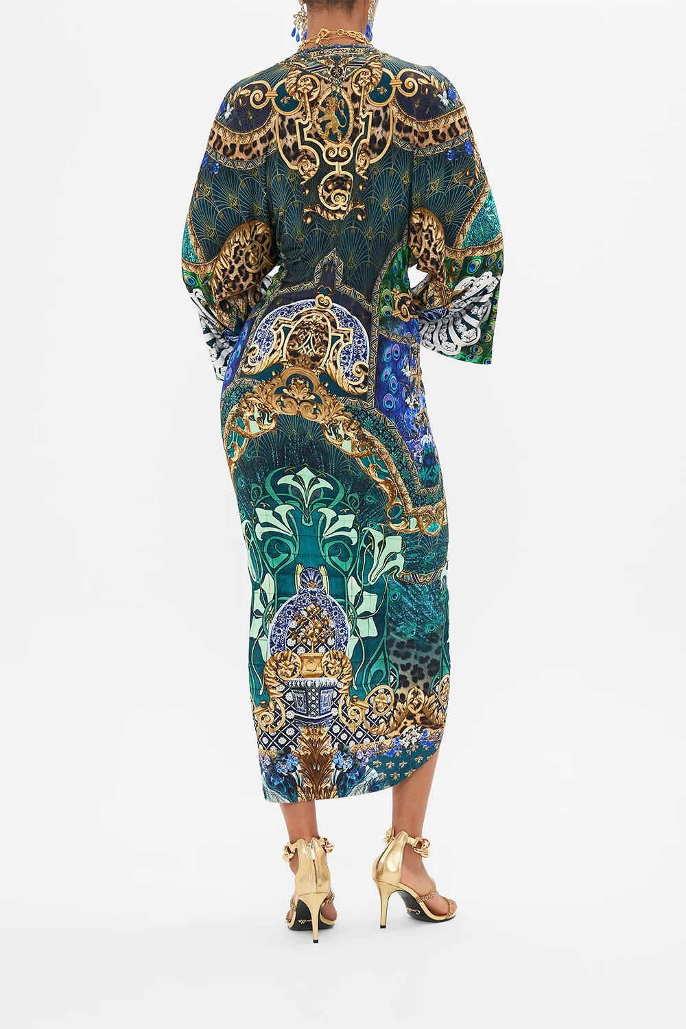 LONG SPLIT FRONT TWIST DRESS FAN DANCE