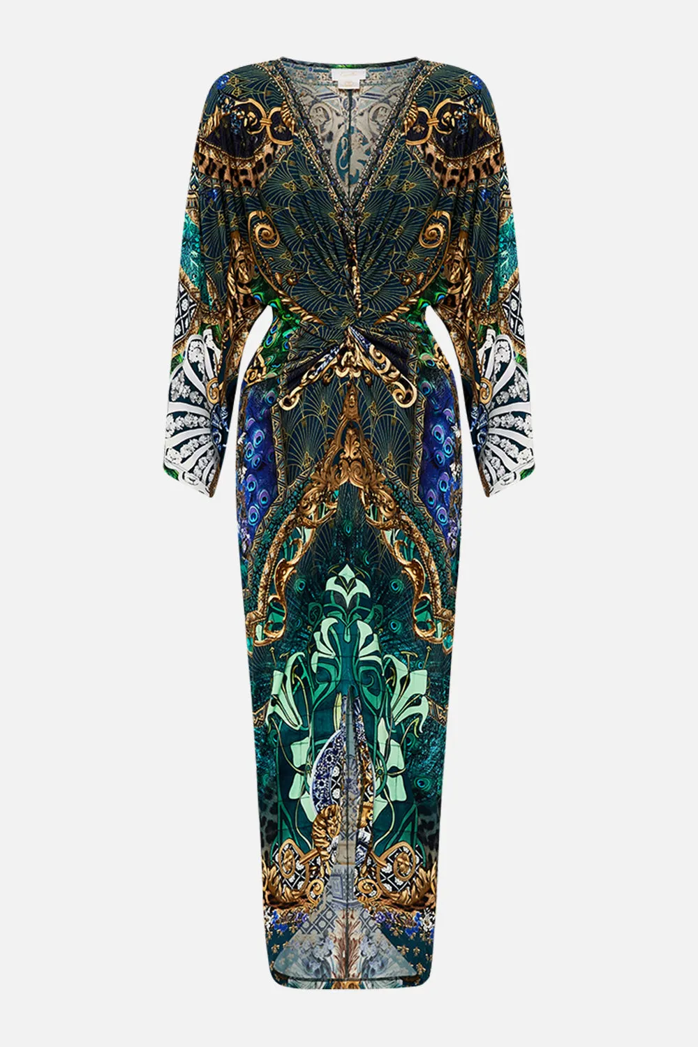 LONG SPLIT FRONT TWIST DRESS FAN DANCE