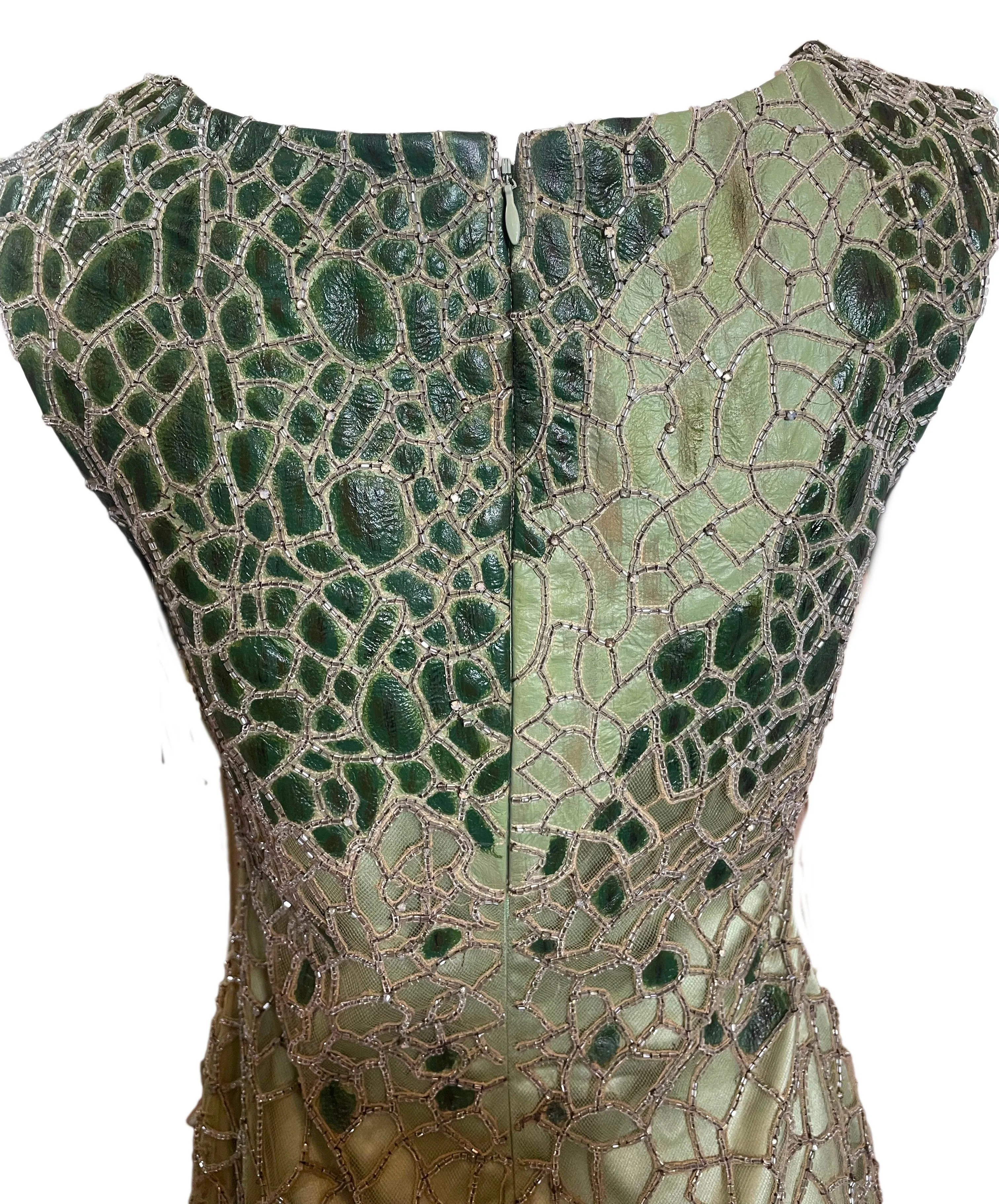 Lorena Sarbu Early 2000s Beaded Mint Green Mini Dress