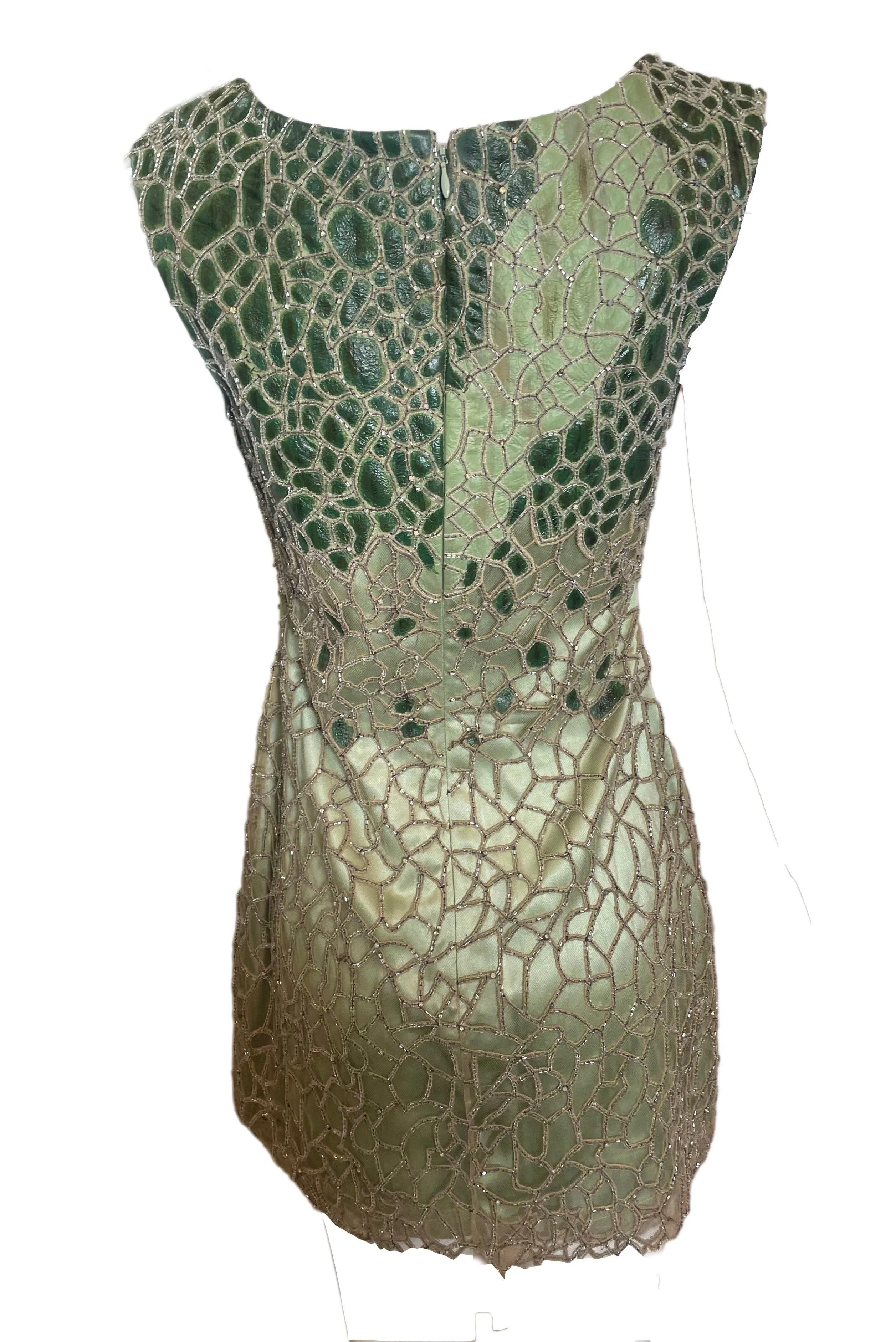 Lorena Sarbu Early 2000s Beaded Mint Green Mini Dress