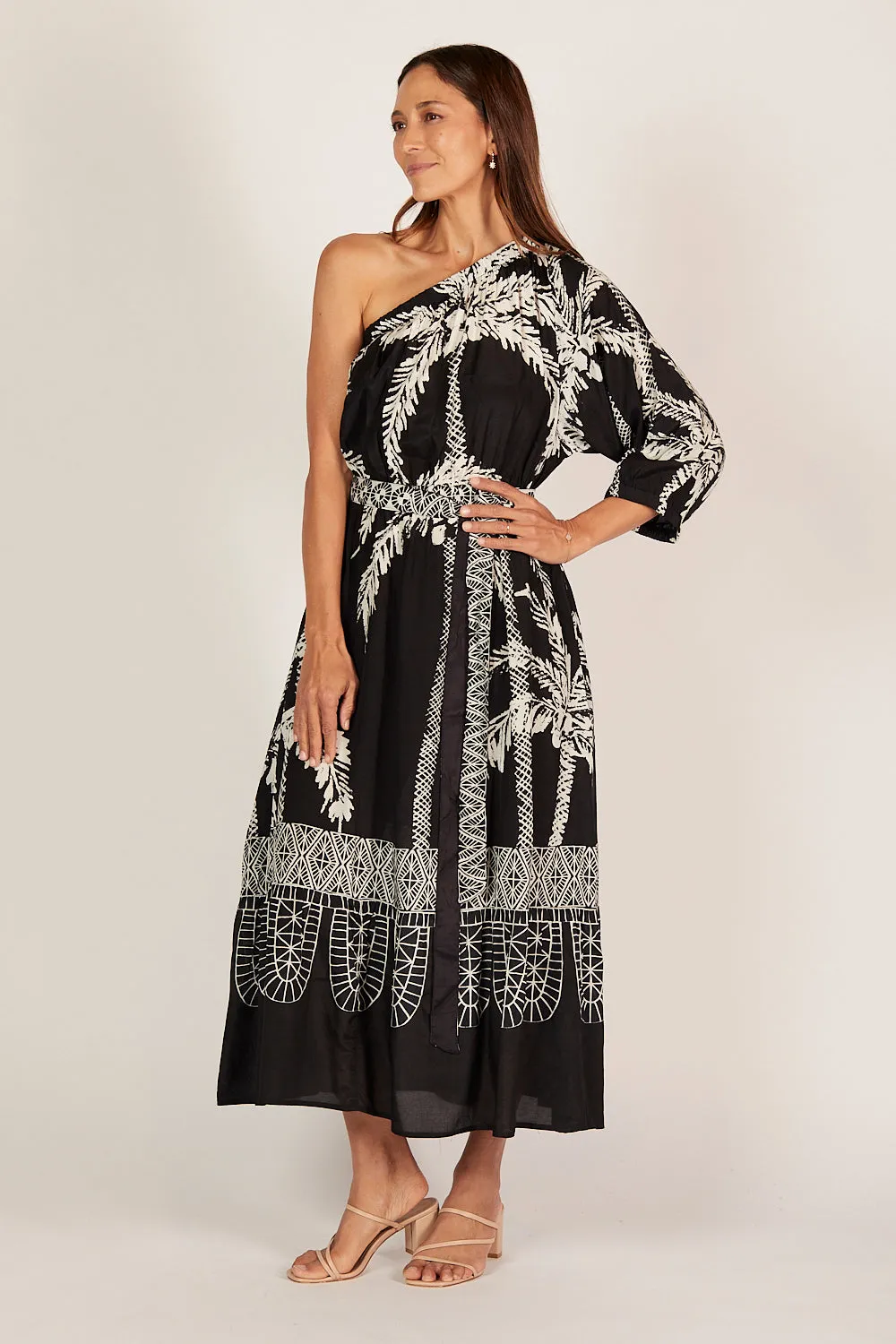 Lou Lou One Shoulder Dress in Sunset Palms