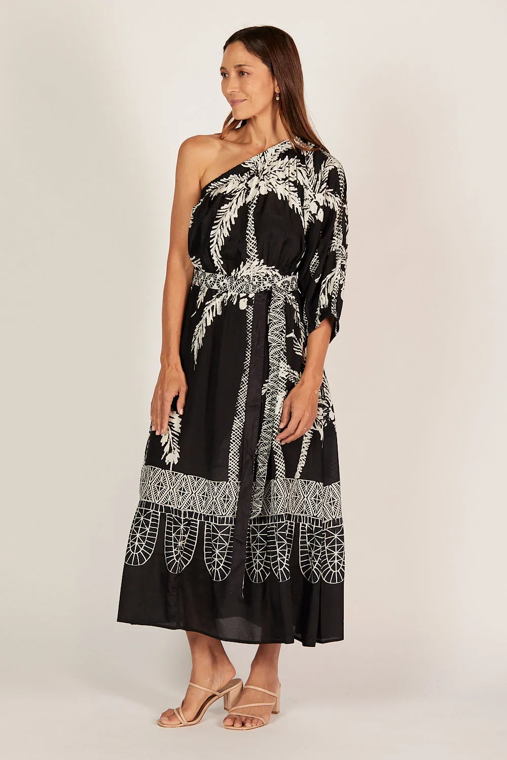 Lou Lou One Shoulder Dress in Sunset Palms