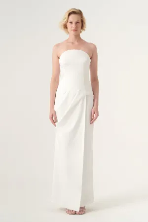 Low-rise waist strapless maxi dress
