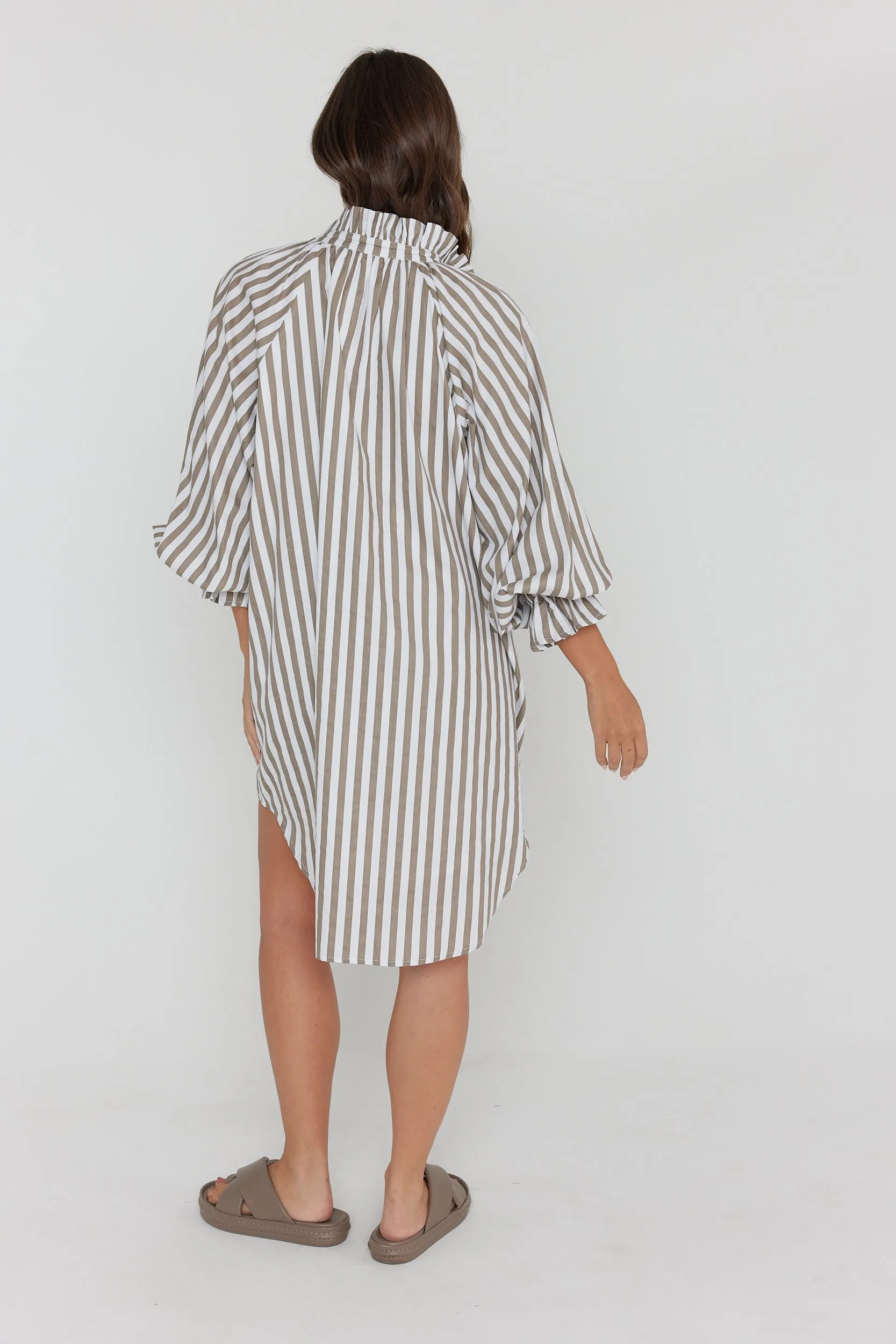 LYCIUM Dress Taupe Stripe