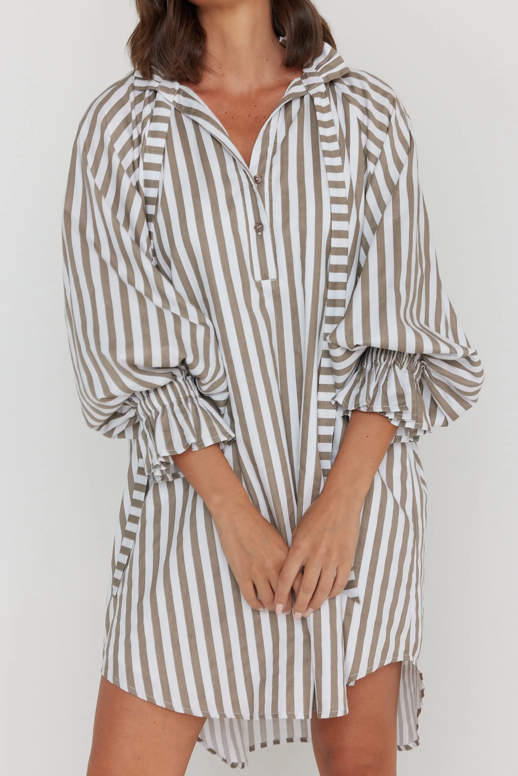 LYCIUM Dress Taupe Stripe