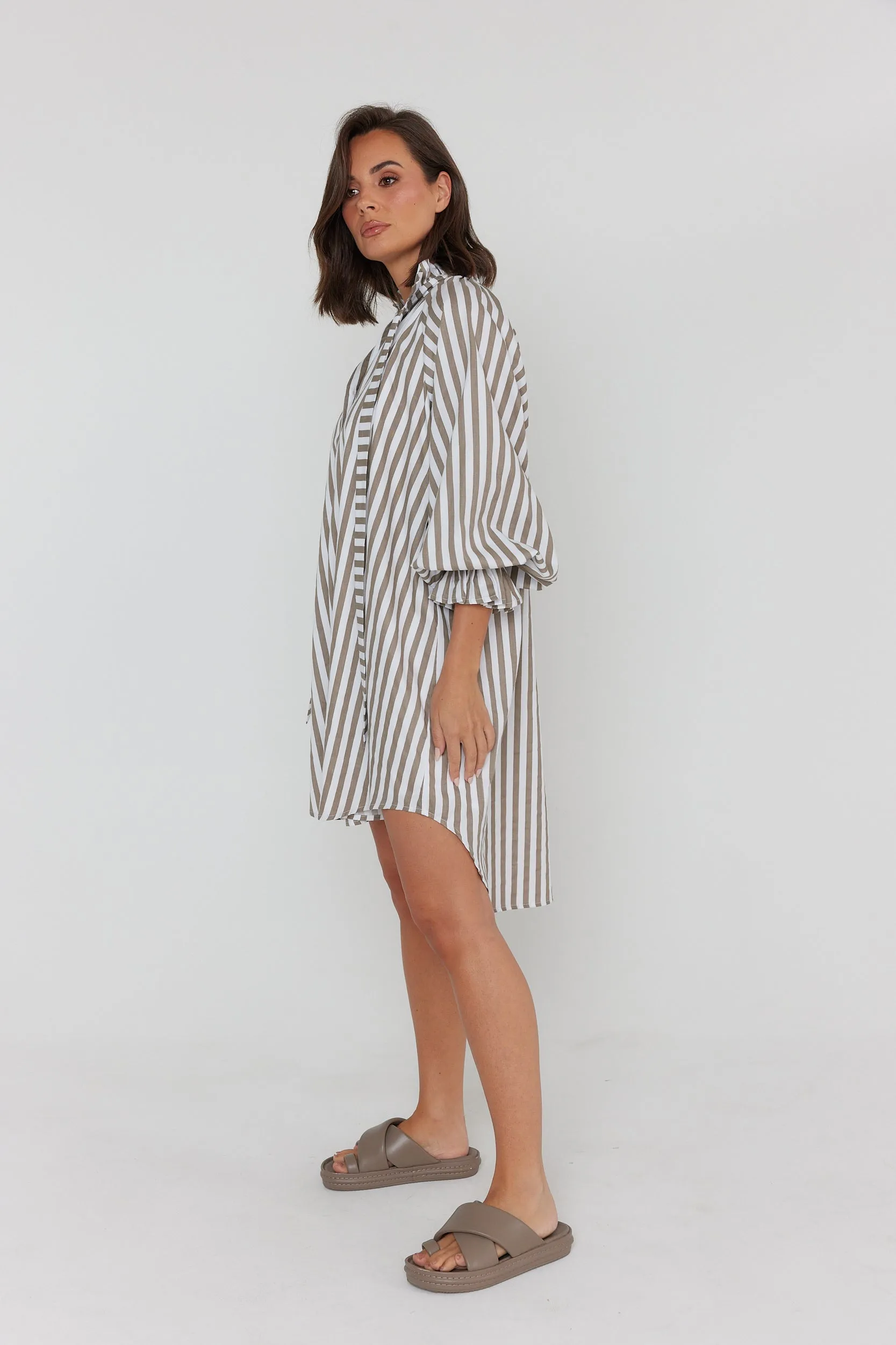LYCIUM Dress Taupe Stripe