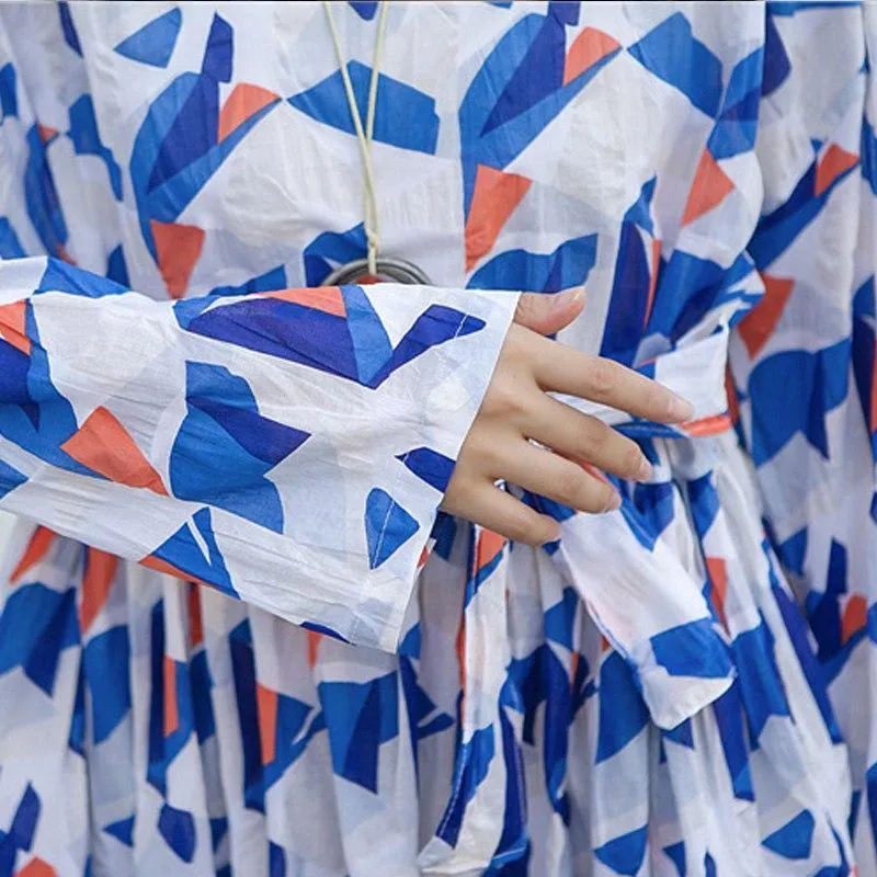 Lylah Clare Geometric Cotton Dress