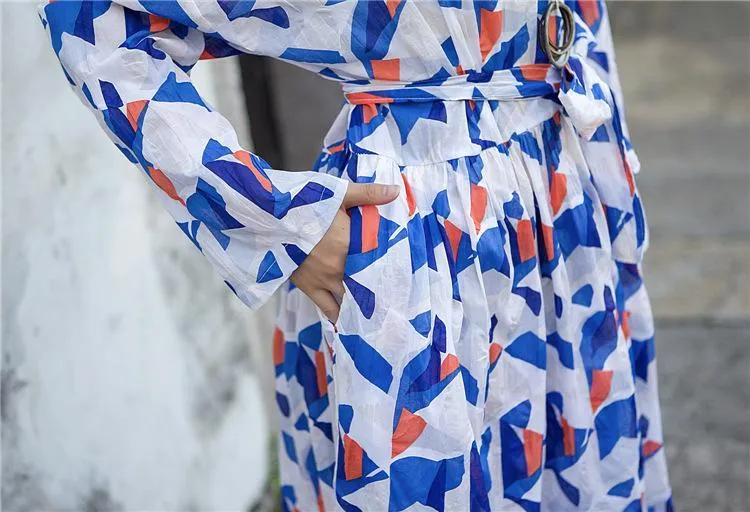 Lylah Clare Geometric Cotton Dress