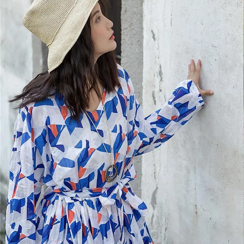 Lylah Clare Geometric Cotton Dress