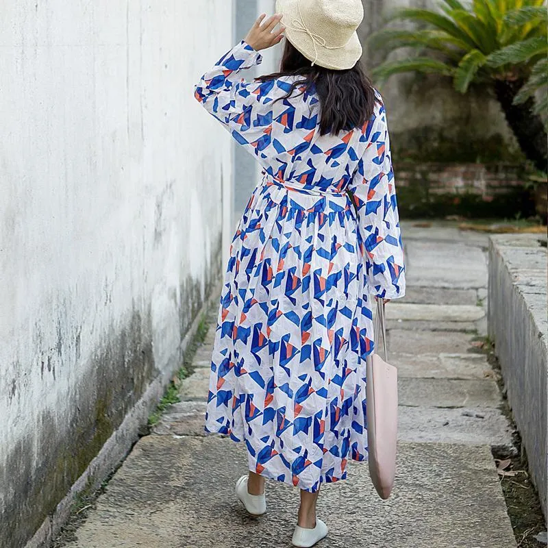Lylah Clare Geometric Cotton Dress