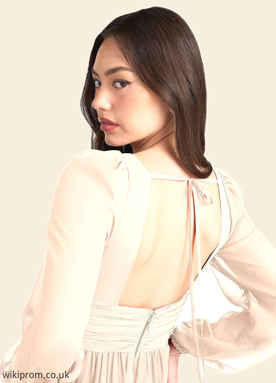 Madalyn Kelly Cream Long Sleeve Maxi Dress Atelier Dresses | Azazie SWKP0022893