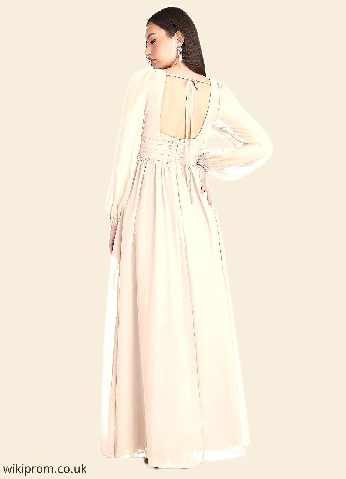 Madalyn Kelly Cream Long Sleeve Maxi Dress Atelier Dresses | Azazie SWKP0022893