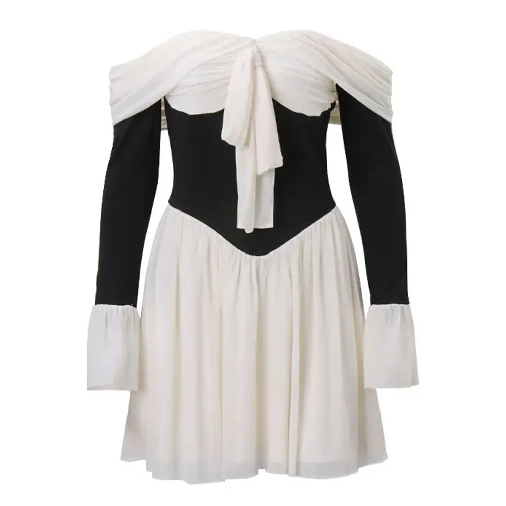 Mademoiselle Bow Off Shoulder Dress