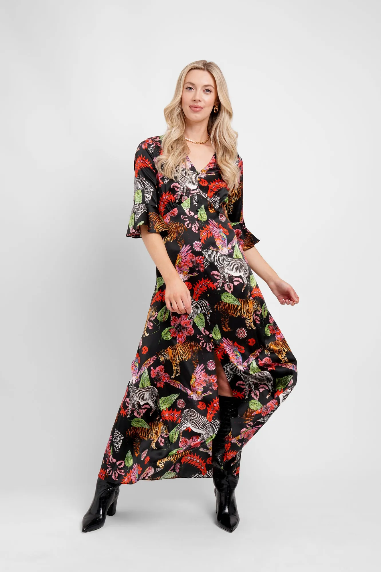Maxi Button Down Dress / "Tiger Tales"