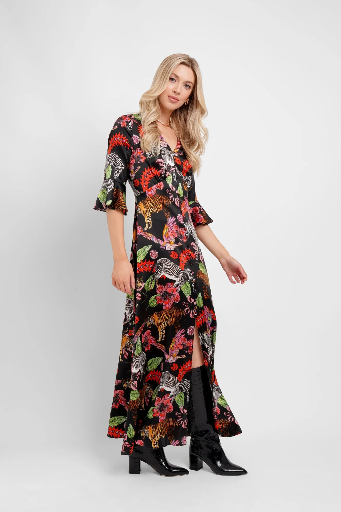 Maxi Button Down Dress / "Tiger Tales"