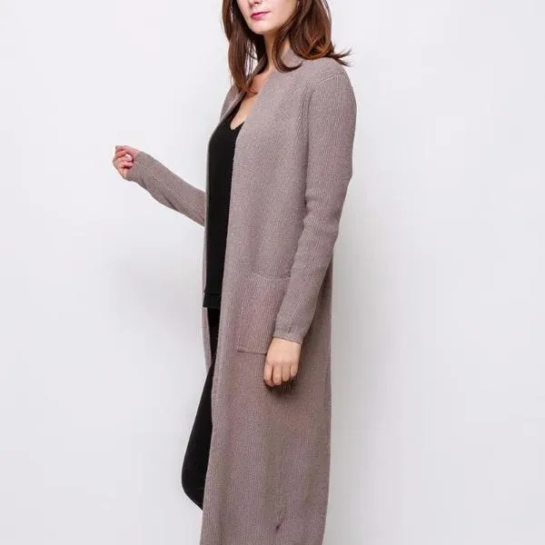 Maxi Cardigan Pockets Taupe