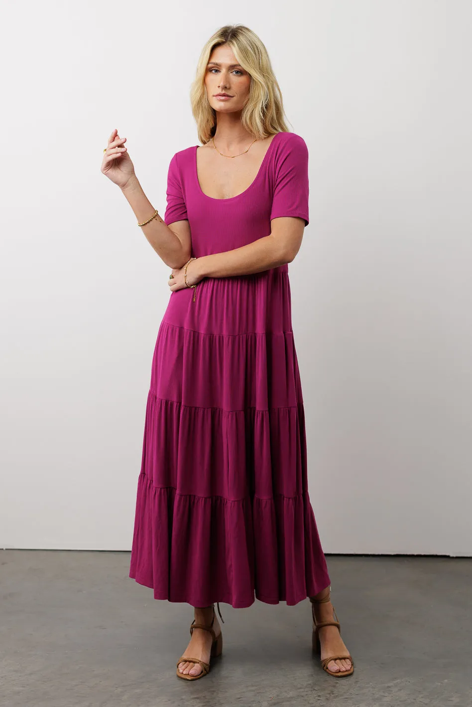McKayla Tiered Dress in Magenta - FINAL SALE