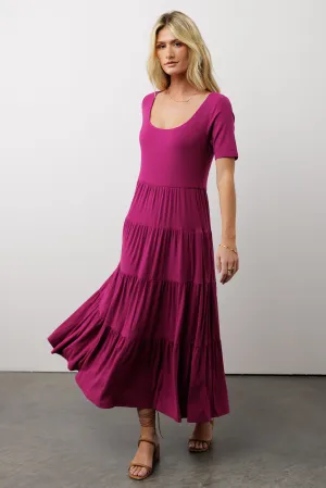 McKayla Tiered Dress in Magenta - FINAL SALE