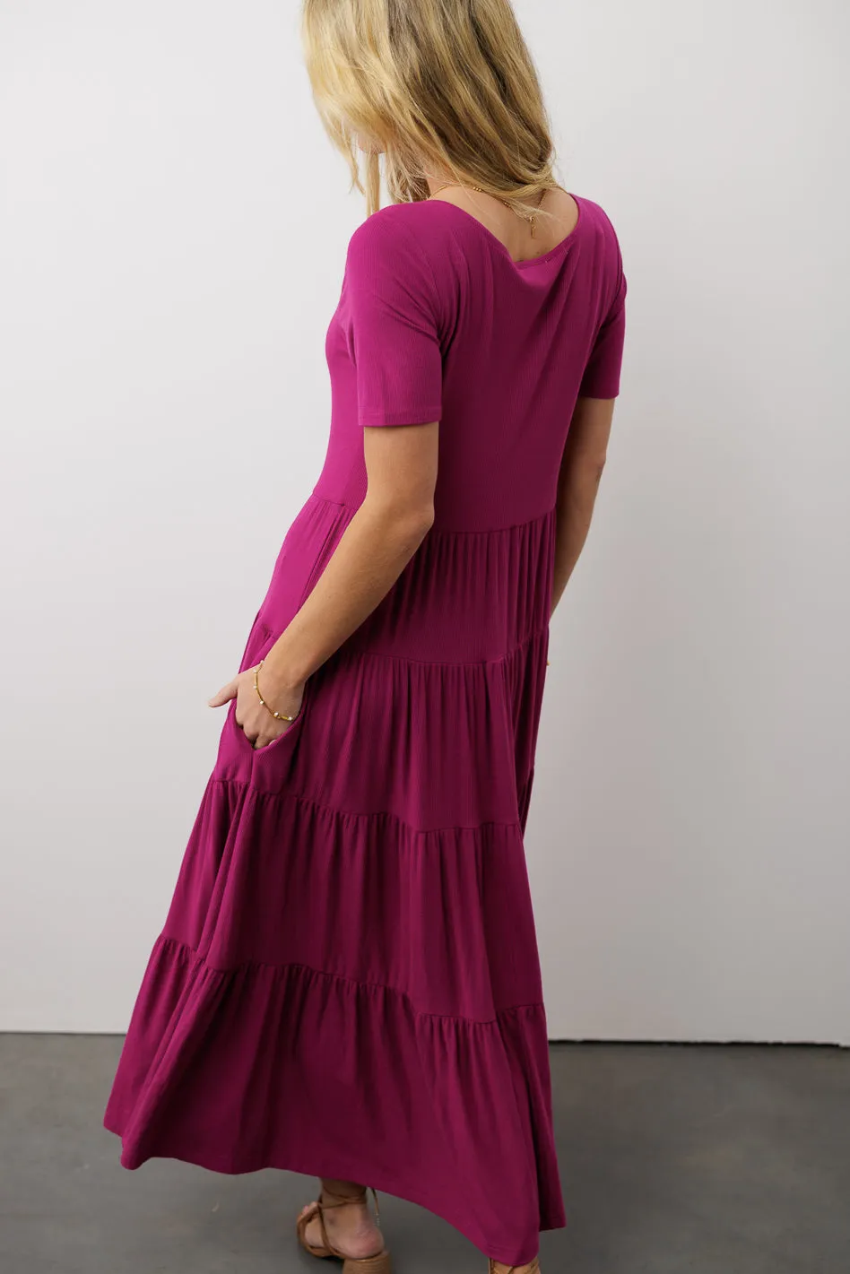 McKayla Tiered Dress in Magenta - FINAL SALE