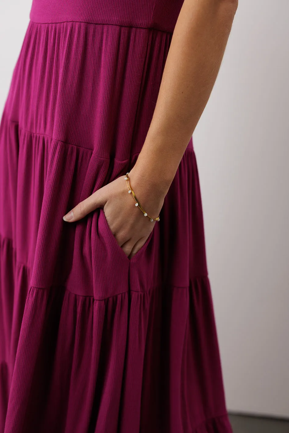 McKayla Tiered Dress in Magenta - FINAL SALE