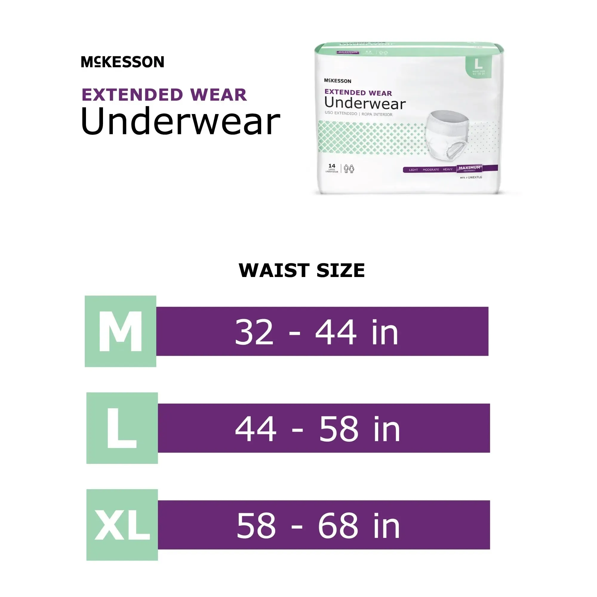 McKesson Extended Wear Maximum Absorbent Underwear, Large