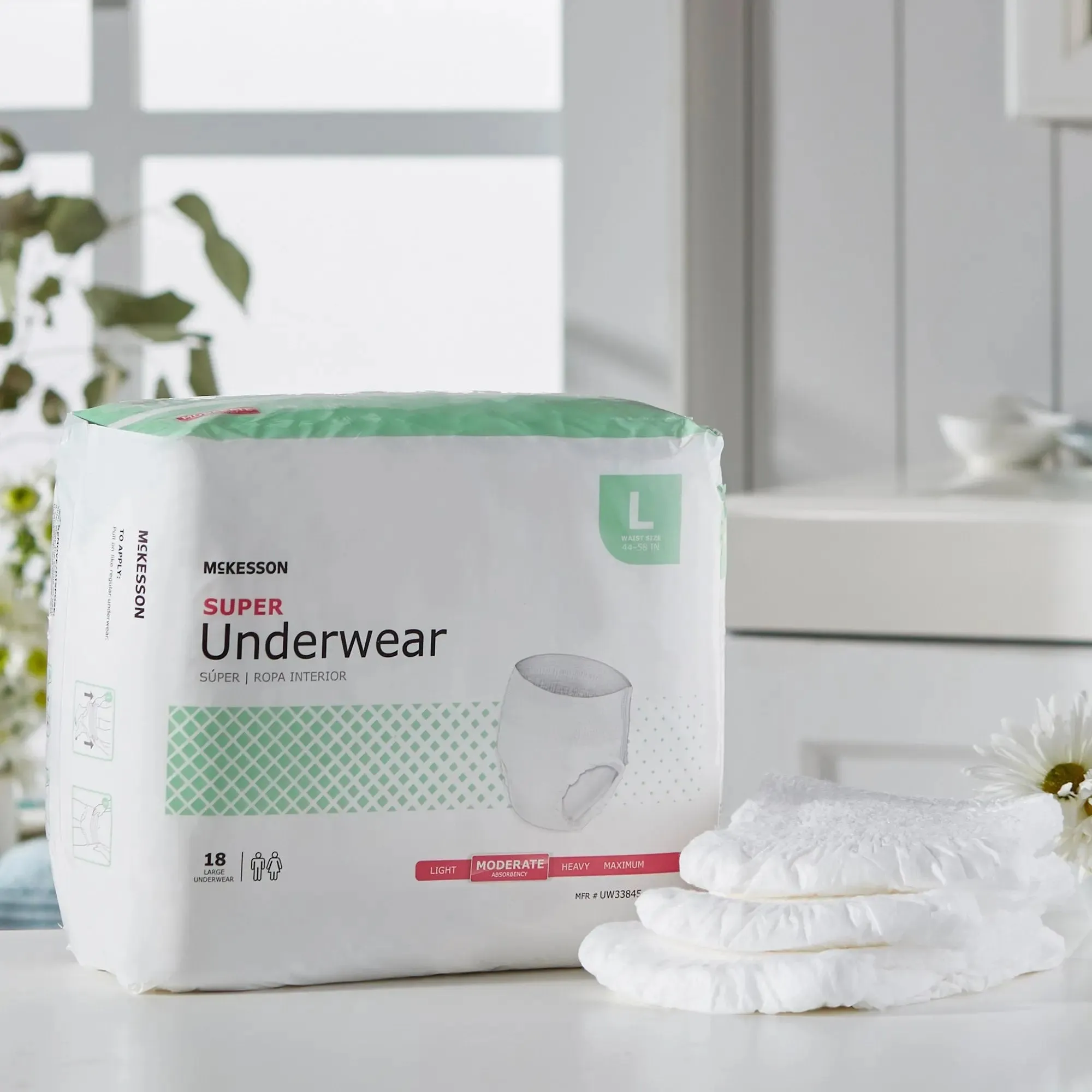 McKesson Super Moderate Absorbent Underwear, Large