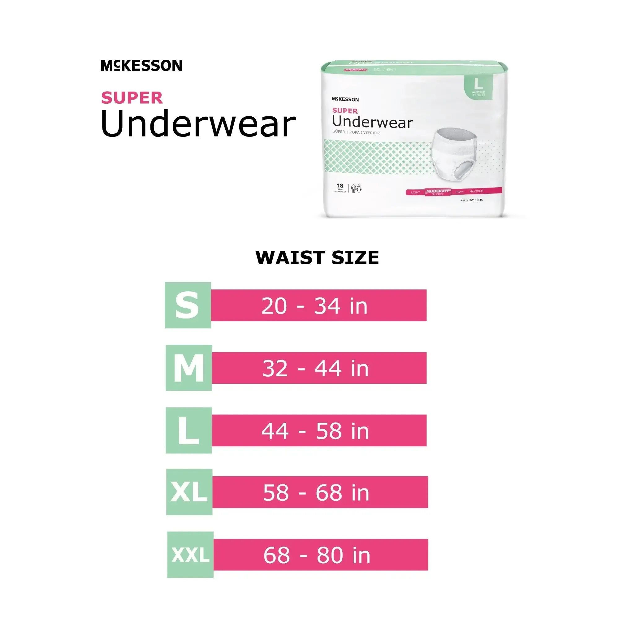 McKesson Super Moderate Absorbent Underwear, Large