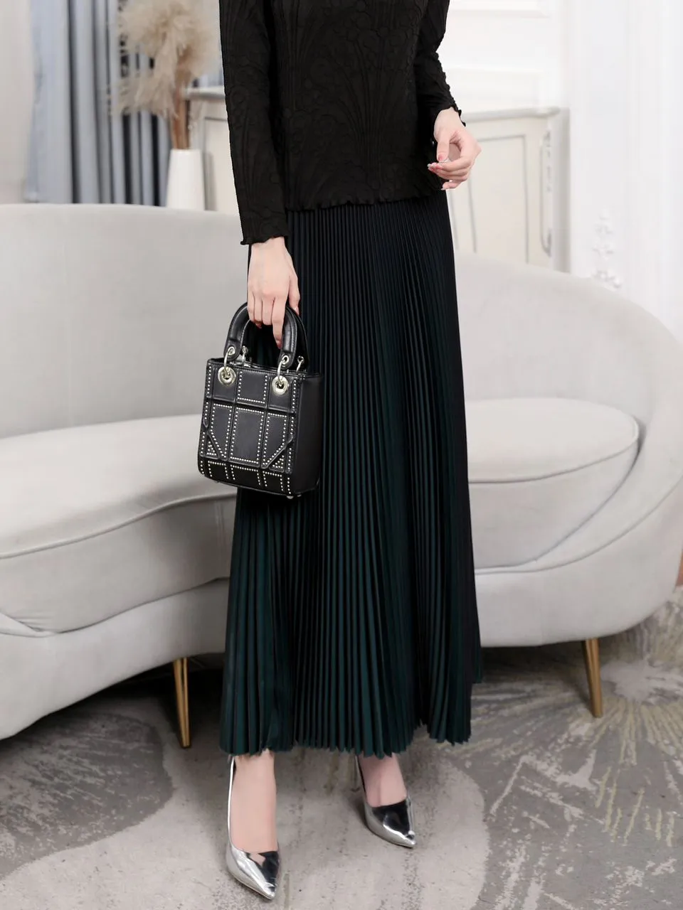 Meliora Emerald Green Pleated Skirt
