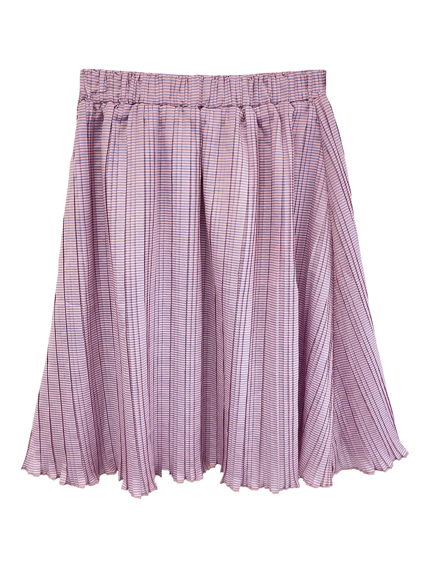 Meme Pink Striped Pleated Skirt