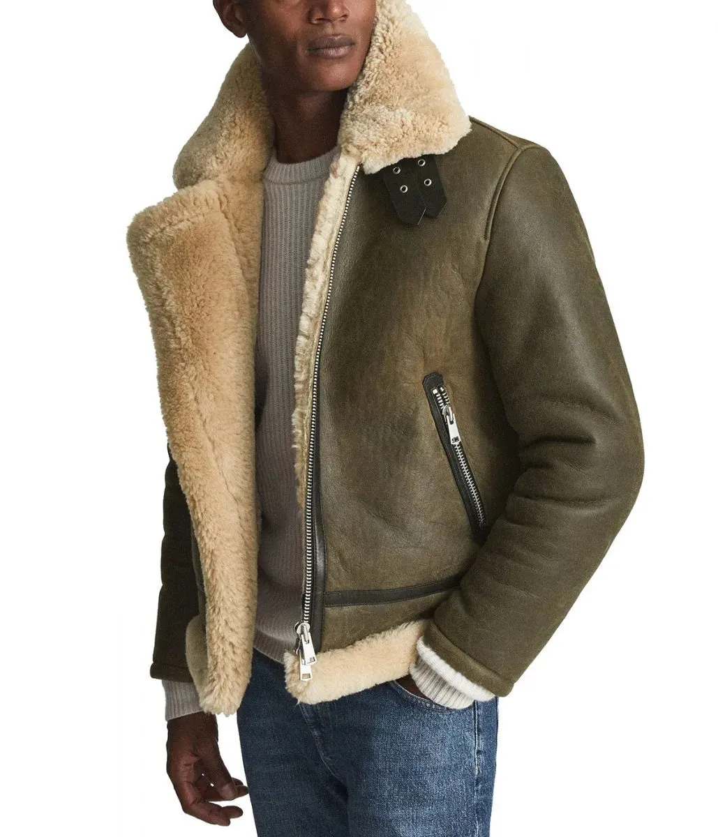 Men’s Hardy A21 Flight Aviator Brown Shearling Leather Jacket