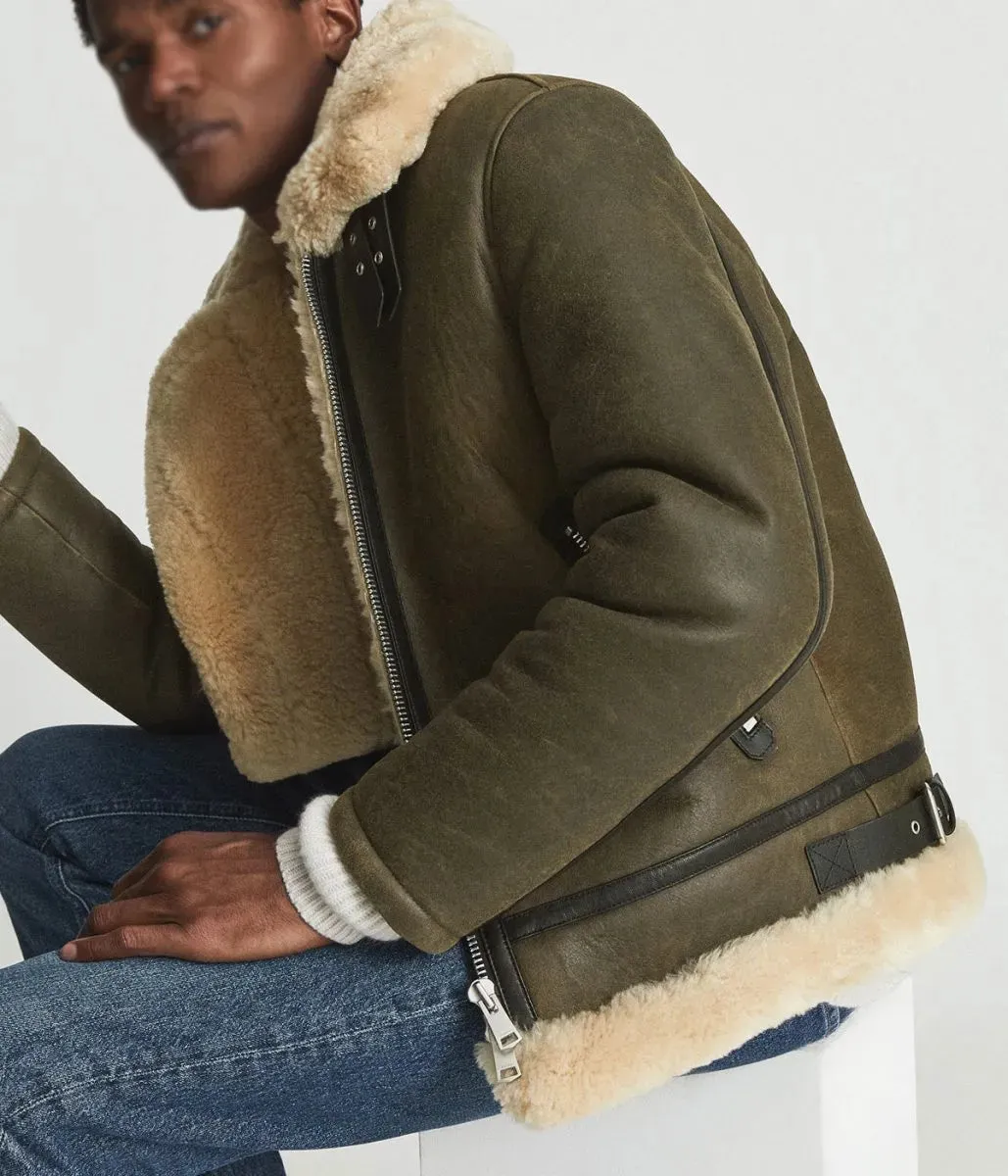 Men’s Hardy A21 Flight Aviator Brown Shearling Leather Jacket