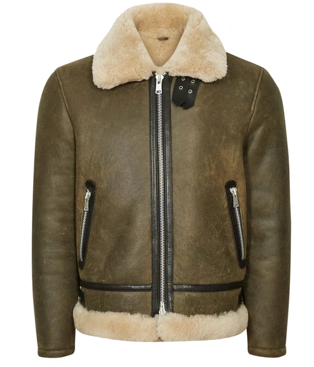 Men’s Hardy A21 Flight Aviator Brown Shearling Leather Jacket