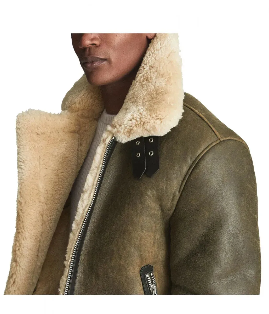 Men’s Hardy A21 Flight Aviator Brown Shearling Leather Jacket