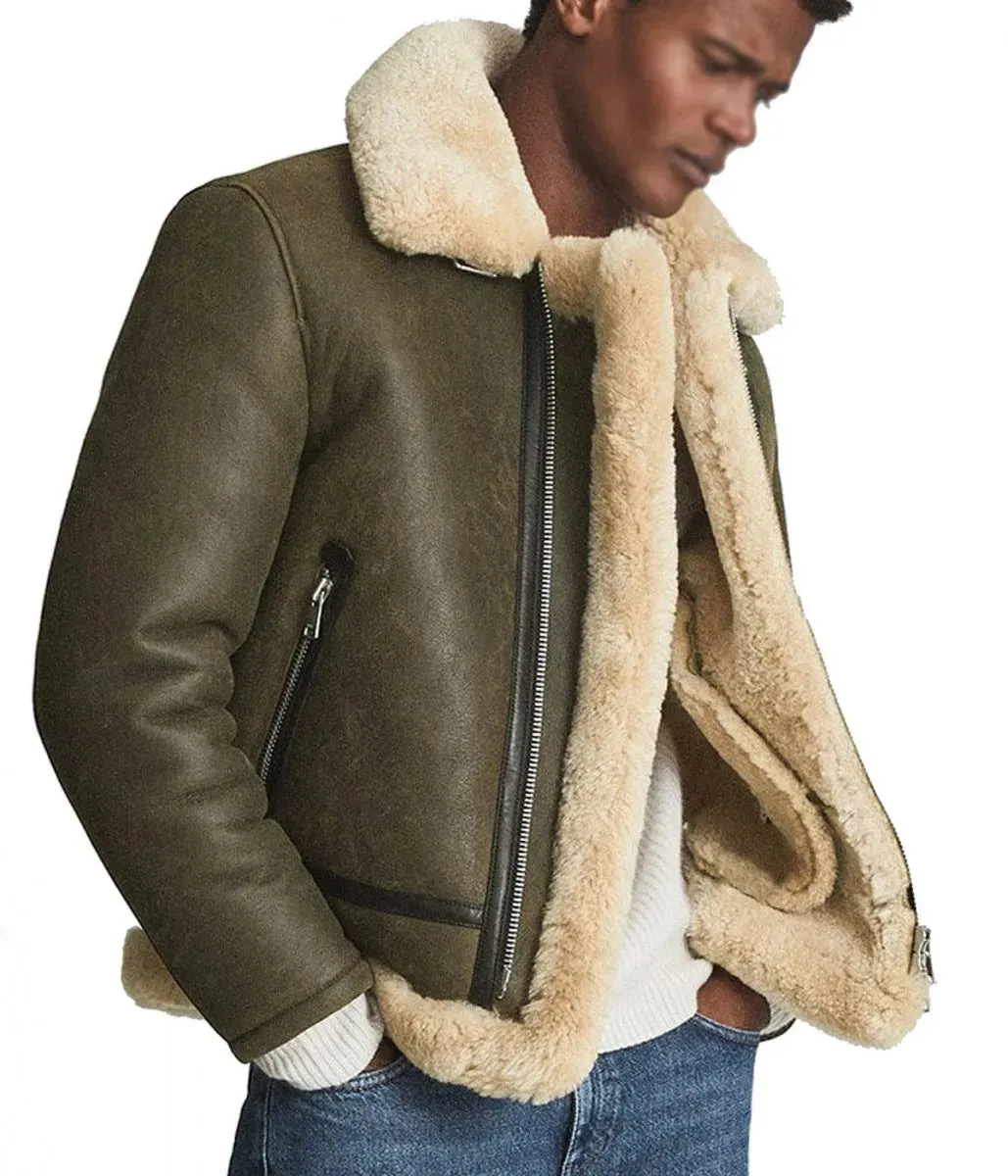 Men’s Hardy A21 Flight Aviator Brown Shearling Leather Jacket
