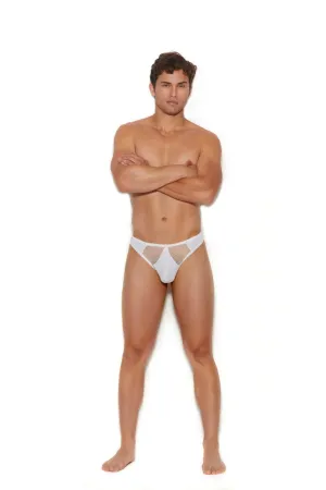 Men’s Sexy White Fishnet & Lycra Thong Brief Underwear