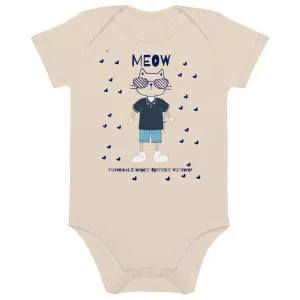 MEOW, Cat themed Organic cotton baby bodysuit