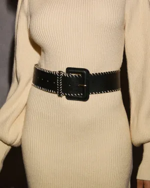 Merrick Stitched Wide Leather Belt
