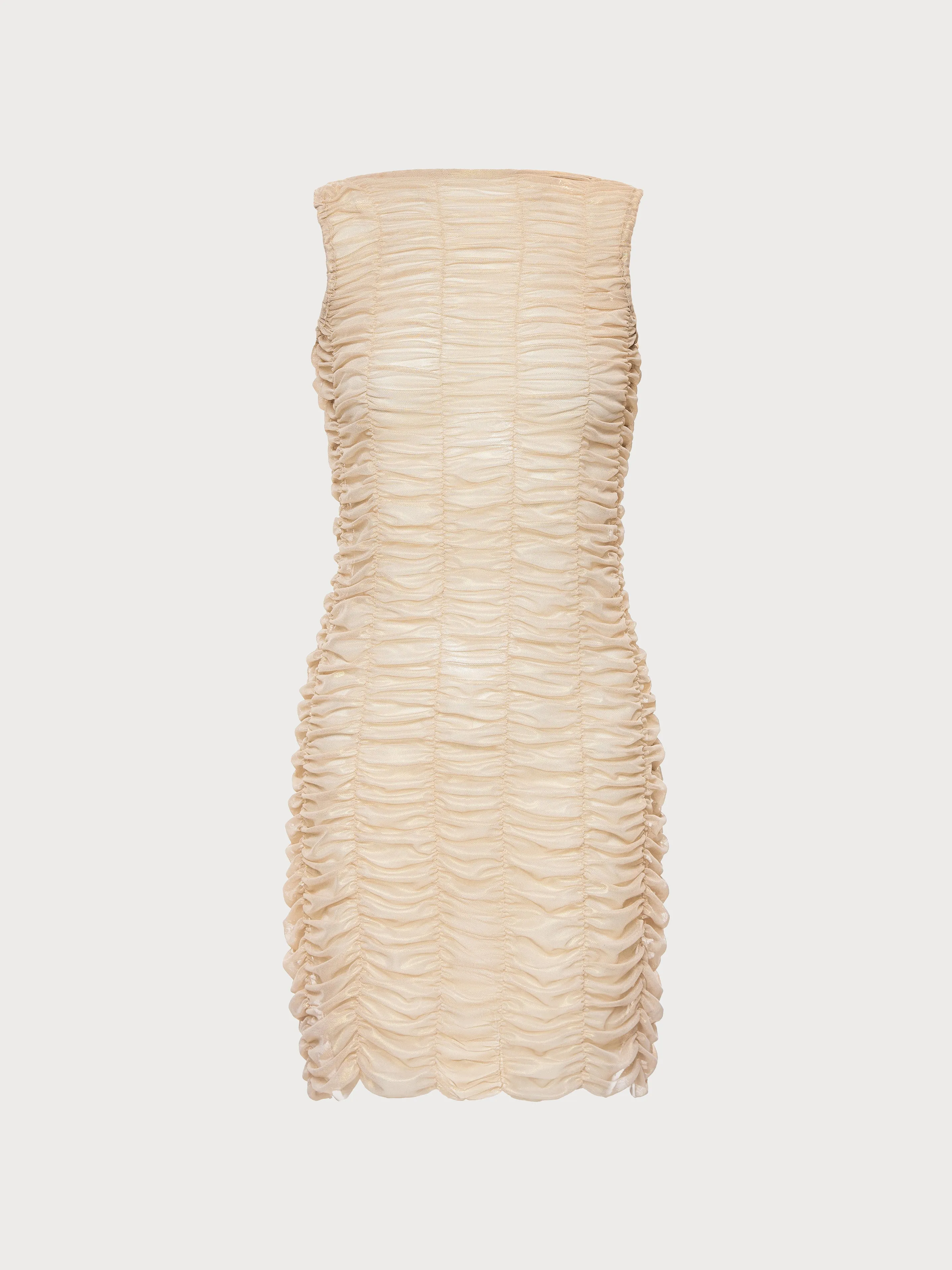 Mesh Drape Shiny Mini Dress