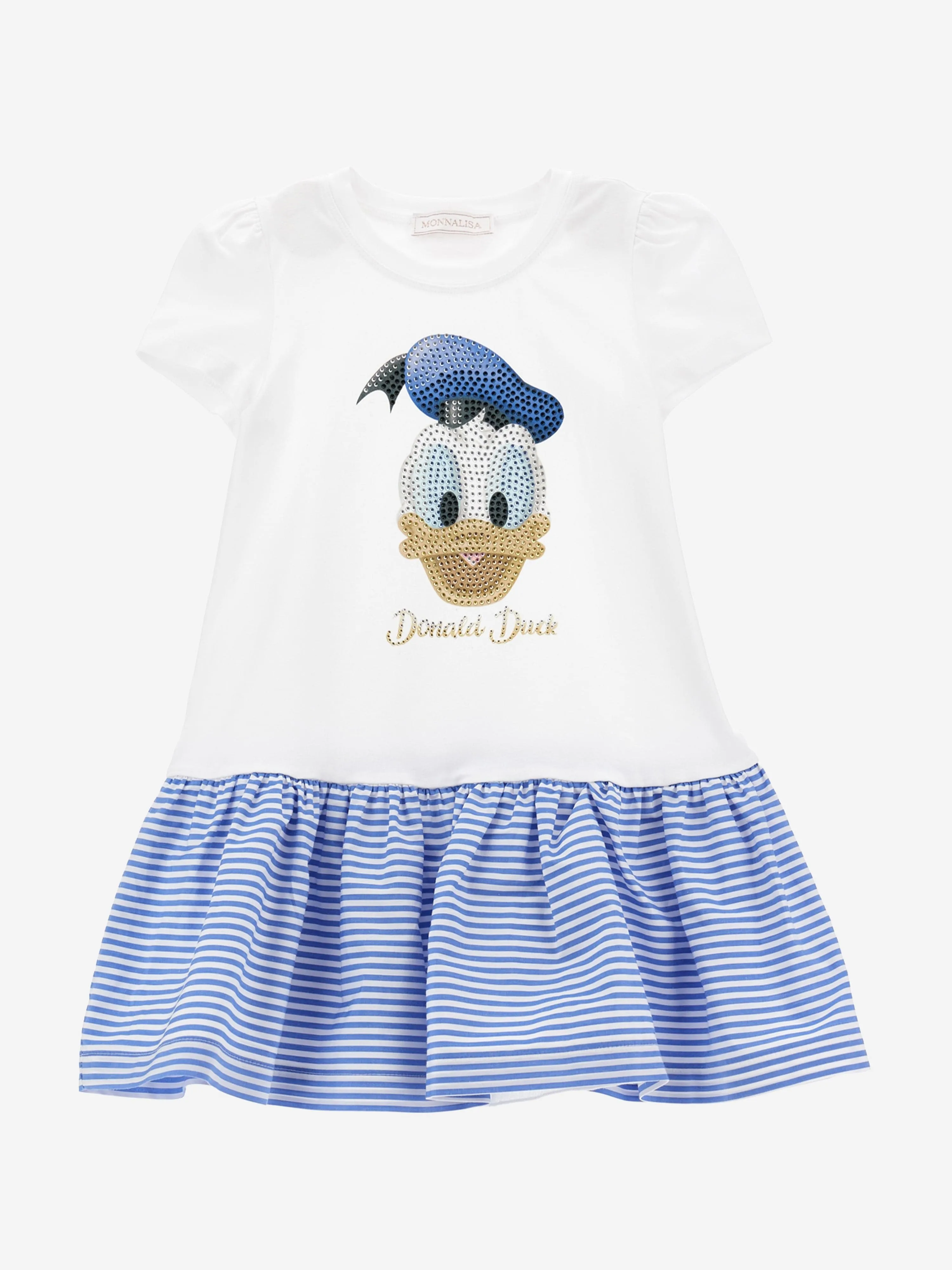 Monnalisa Girls Donald Duck Jersey Dress in White