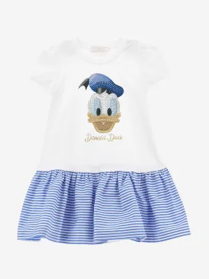 Monnalisa Girls Donald Duck Jersey Dress in White